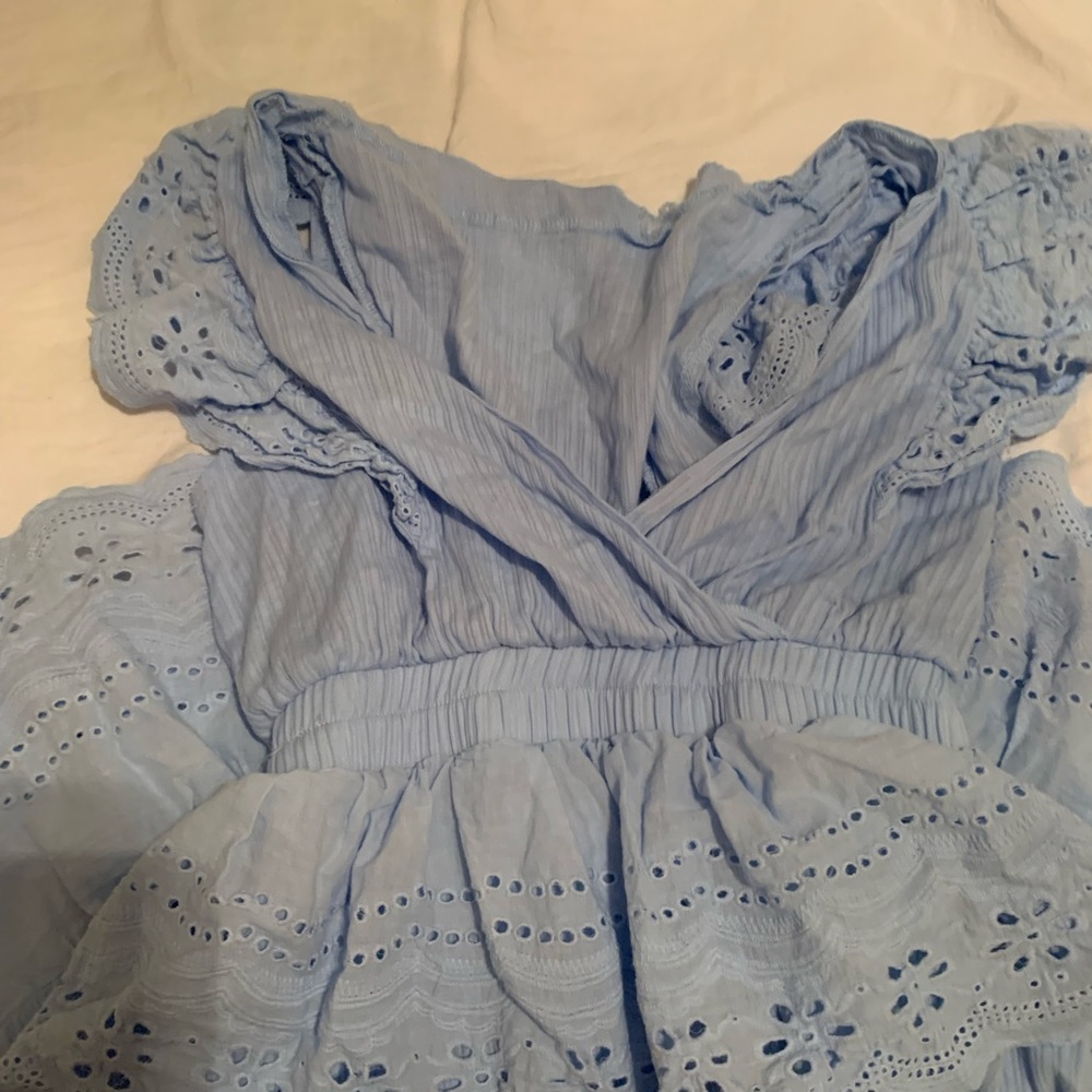 blue ruffle dress